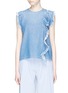 Main View - Click To Enlarge - CLOSED - Fringed ruffle sleeveless denim top