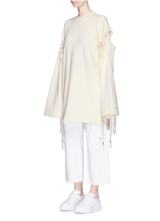 Front View - Click To Enlarge - FENTY PUMA BY RIHANNA - Shoelace tie sleeve oversized fleece sweatshirt