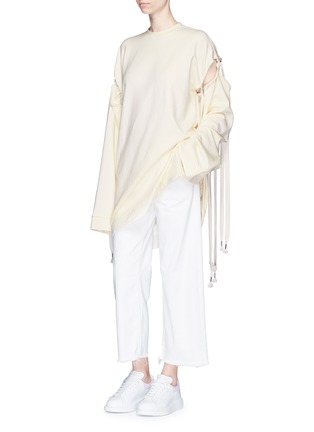 Figure View - Click To Enlarge - FENTY PUMA BY RIHANNA - Shoelace tie sleeve oversized fleece sweatshirt