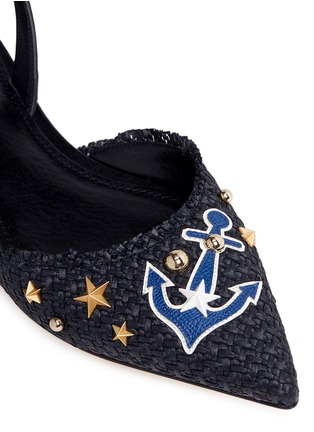 Detail View - Click To Enlarge - - - Embellished anchor patch tassel raffia flats