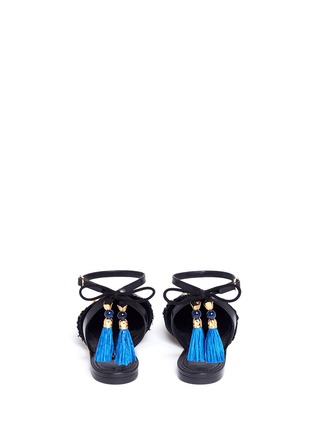 Back View - Click To Enlarge - - - Embellished anchor patch tassel raffia flats