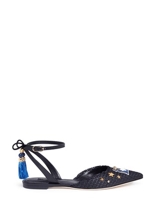 Main View - Click To Enlarge - - - Embellished anchor patch tassel raffia flats