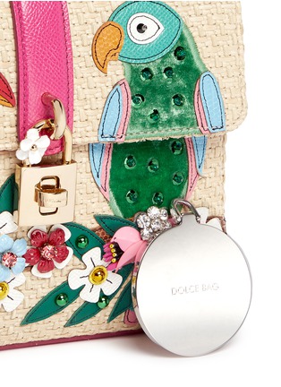  - - - 'Dolce Bag' in raffia with embellished parrot appliqué