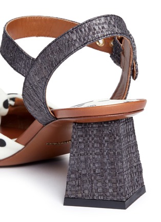 Detail View - Click To Enlarge - - - Straw strap polka dot print knotted sandals