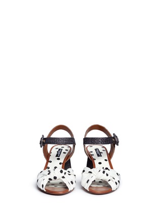 Front View - Click To Enlarge - - - Straw strap polka dot print knotted sandals