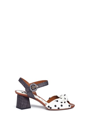 Main View - Click To Enlarge - - - Straw strap polka dot print knotted sandals