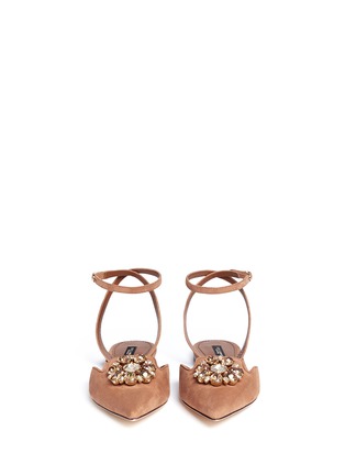 Front View - Click To Enlarge - - - 'Bellucci' jewelled floral suede flats