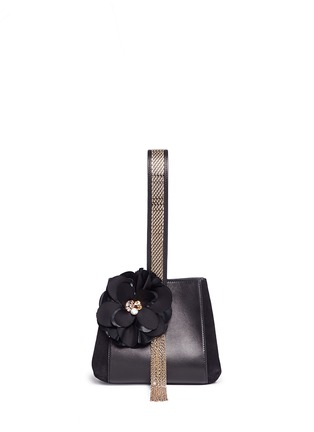 Main View - Click To Enlarge - LANVIN - Rosette lambskin leather chain wristlet clutch
