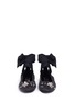 Front View - Click To Enlarge - LANVIN - Strass floral suede ankle tie ballerina flats