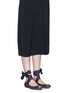 Figure View - Click To Enlarge - LANVIN - Strass floral suede ankle tie ballerina flats
