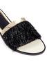 Detail View - Click To Enlarge - LANVIN - Mirror leather trim fringed slide sandals