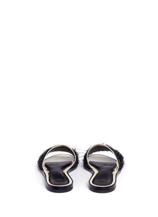 Back View - Click To Enlarge - LANVIN - Mirror leather trim fringed slide sandals