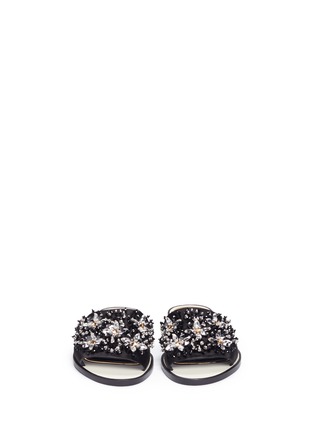 Front View - Click To Enlarge - LANVIN - Jewelled floral satin slide sandals