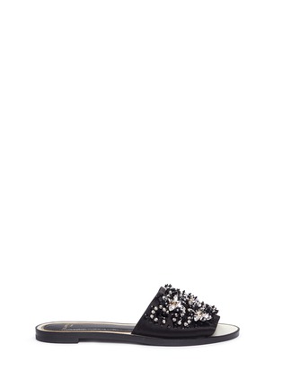 Main View - Click To Enlarge - LANVIN - Jewelled floral satin slide sandals