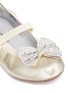 Detail View - Click To Enlarge - STUART WEITZMAN - 'Fannie Jewel' strass bow metallic toddler ballet flats