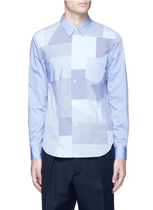 Main View - Click To Enlarge - COMME DES GARÇONS HOMME - Gingham check patchwork chambray shirt
