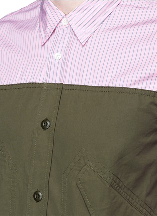 Detail View - Click To Enlarge - COMME DES GARÇONS HOMME - Colourblock panel stripe cotton shirt