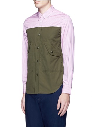 Front View - Click To Enlarge - COMME DES GARÇONS HOMME - Colourblock panel stripe cotton shirt