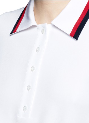 Detail View - Click To Enlarge - THOM BROWNE  - Stripe pintuck polo silk blouse