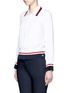Front View - Click To Enlarge - THOM BROWNE  - Stripe pintuck polo silk blouse