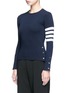 Front View - Click To Enlarge - THOM BROWNE  - Stripe sleeve button cashmere sweater