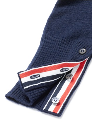  - THOM BROWNE  - Stripe sleeve button cashmere cardigan