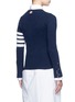 Back View - Click To Enlarge - THOM BROWNE  - Stripe sleeve button cashmere cardigan