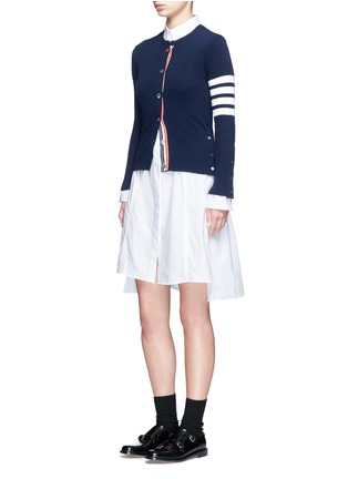 Figure View - Click To Enlarge - THOM BROWNE  - Stripe sleeve button cashmere cardigan