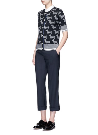 Figure View - Click To Enlarge - THOM BROWNE  - 'Hector' intarsia short sleeve cardigan