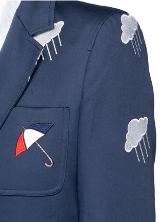 Detail View - Click To Enlarge - THOM BROWNE  - Cloud umbrella appliqué cotton twill mackintosh coat