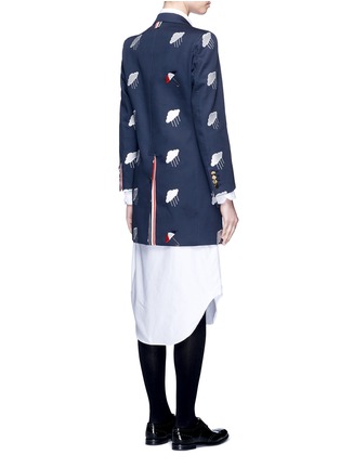 Back View - Click To Enlarge - THOM BROWNE  - Cloud umbrella appliqué cotton twill mackintosh coat