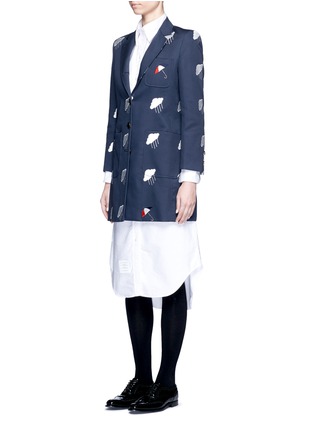 Front View - Click To Enlarge - THOM BROWNE  - Cloud umbrella appliqué cotton twill mackintosh coat
