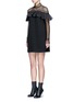Front View - Click To Enlarge - SELF-PORTRAIT - 'Military Cape' embroidery lace ruffle shoulder dress