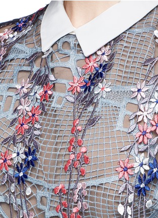 Detail View - Click To Enlarge - SELF-PORTRAIT - 'Floral Vine' embroidered lace cape midi dress