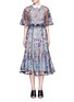 Main View - Click To Enlarge - SELF-PORTRAIT - 'Floral Vine' embroidered lace cape midi dress