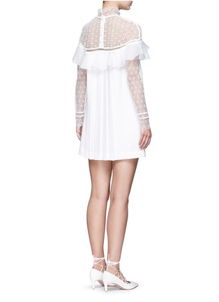 Back View - Click To Enlarge - SELF-PORTRAIT - 'Military Cape' embroidery lace ruffle shoulder dress