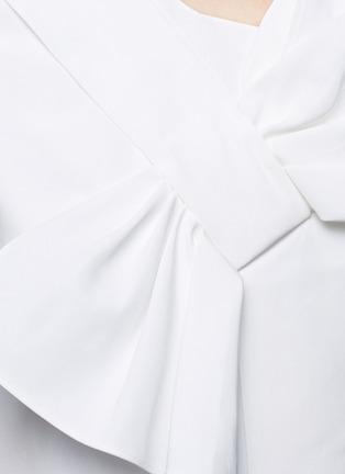 Detail View - Click To Enlarge - VICTORIA, VICTORIA BECKHAM - Twist bow one-shoulder microfaille dress