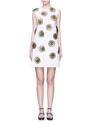 Main View - Click To Enlarge - VICTORIA, VICTORIA BECKHAM - Floral patch embroidery crepe dress