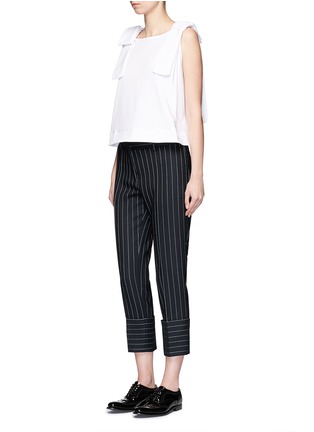 Figure View - Click To Enlarge - VICTORIA, VICTORIA BECKHAM - Pinstripe wool blend cropped pants