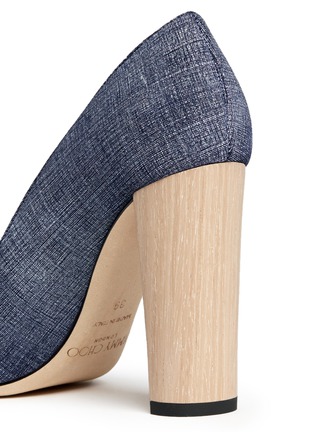 Detail View - Click To Enlarge - JIMMY CHOO - 'Laria 100' wood heel denim pumps