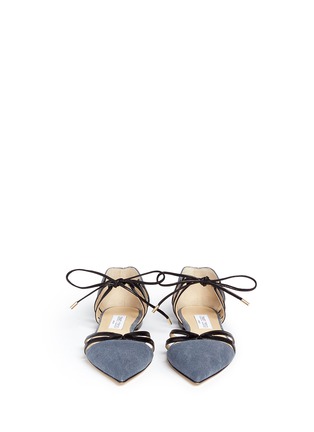 Front View - Click To Enlarge - JIMMY CHOO - 'Hime' leather trim canvas flats