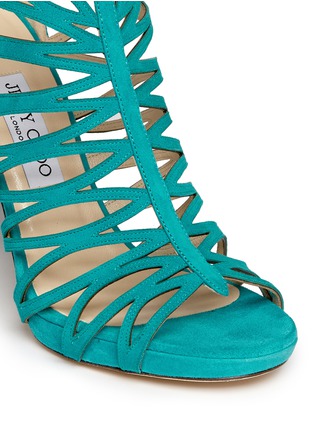 Detail View - Click To Enlarge - JIMMY CHOO - 'Kera' leaf cutout suede sandals