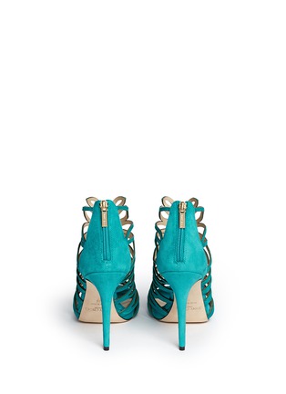 Back View - Click To Enlarge - JIMMY CHOO - 'Kera' leaf cutout suede sandals