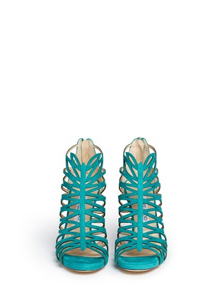 Front View - Click To Enlarge - JIMMY CHOO - 'Kera' leaf cutout suede sandals