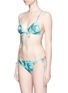 Figure View - Click To Enlarge - MARA HOFFMAN - Crisscross back leaf print triangle bikini top