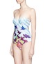  - MARA HOFFMAN - Cutout back rainbow one-piece bustier swimsuit