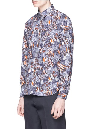Front View - Click To Enlarge - MAISON KITSUNÉ - 'Hibiscus Classic' mother of pearl button poplin shirt