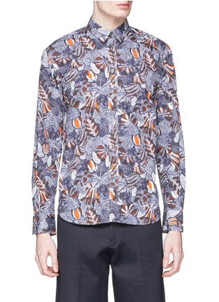 Main View - Click To Enlarge - MAISON KITSUNÉ - 'Hibiscus Classic' mother of pearl button poplin shirt