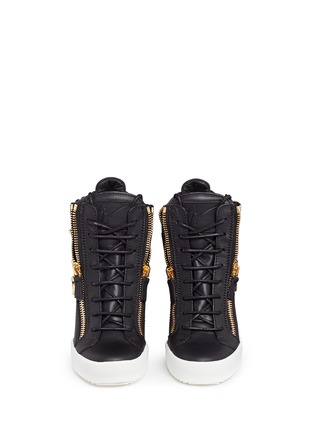 Front View - Click To Enlarge - 73426 - 'Lamay Lorenz' leaf appliqué concealed wedge leather sneakers