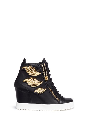 Main View - Click To Enlarge - 73426 - 'Lamay Lorenz' leaf appliqué concealed wedge leather sneakers